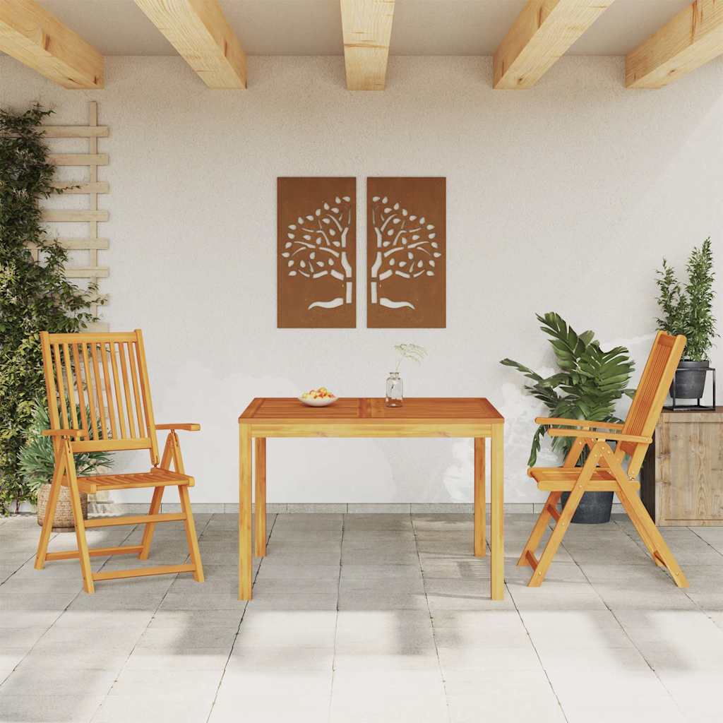 Garden Dining Set Natural Solid Acacia Wood without cushion 2