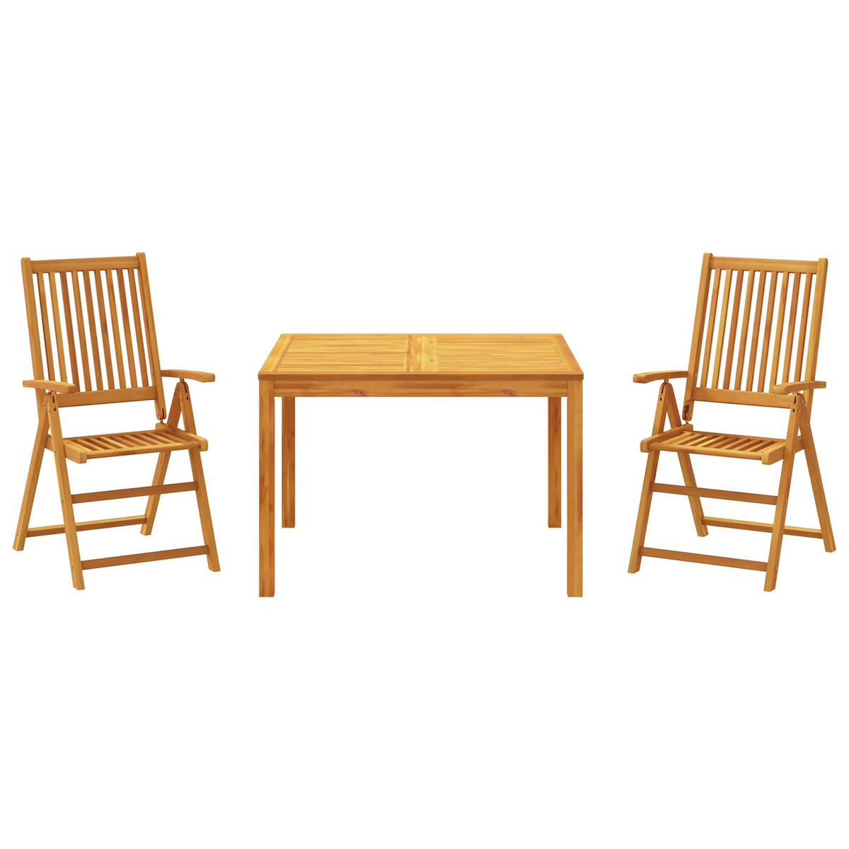 Garden Dining Set Natural Solid Acacia Wood without cushion 2