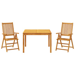 Garden Dining Set Natural Solid Acacia Wood without cushion 2