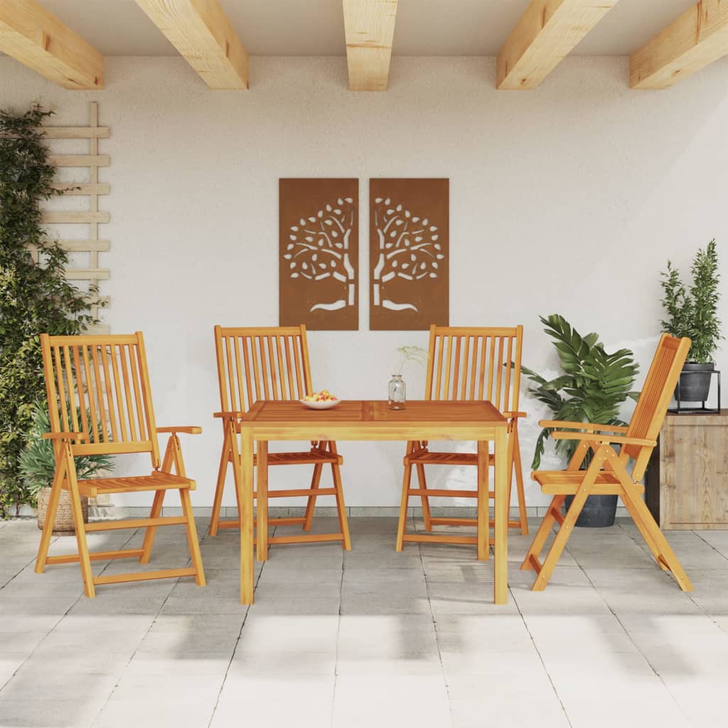 Garden Dining Set Natural Solid Acacia Wood without cushion 4
