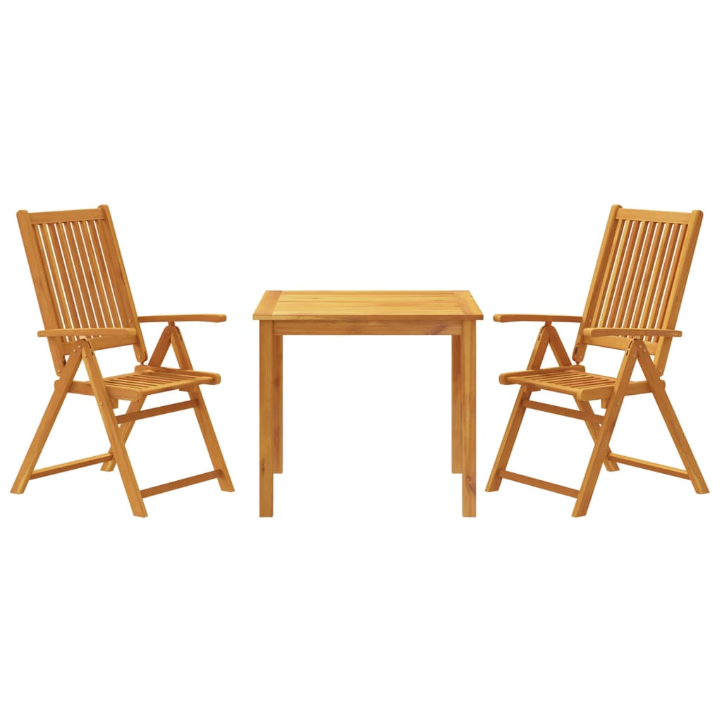 vidaXL 3 Piece Garden Dining Set 85x85x74 cm Solid Wood Acacia 2