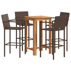 vidaXL 5 Piece Garden Bar Set Brown Solid Wood Acacia and Poly Rattan 2