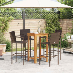 vidaXL 5 Piece Garden Bar Set Brown Solid Wood Acacia and Poly Rattan 3