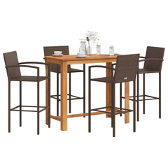vidaXL 5 Piece Garden Bar Set Brown Solid Wood Acacia and Poly Rattan 1
