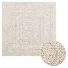 Rug ZIZUR Jute Look Indoor and Outdoor Rectangular Cream 120 x 120 cm