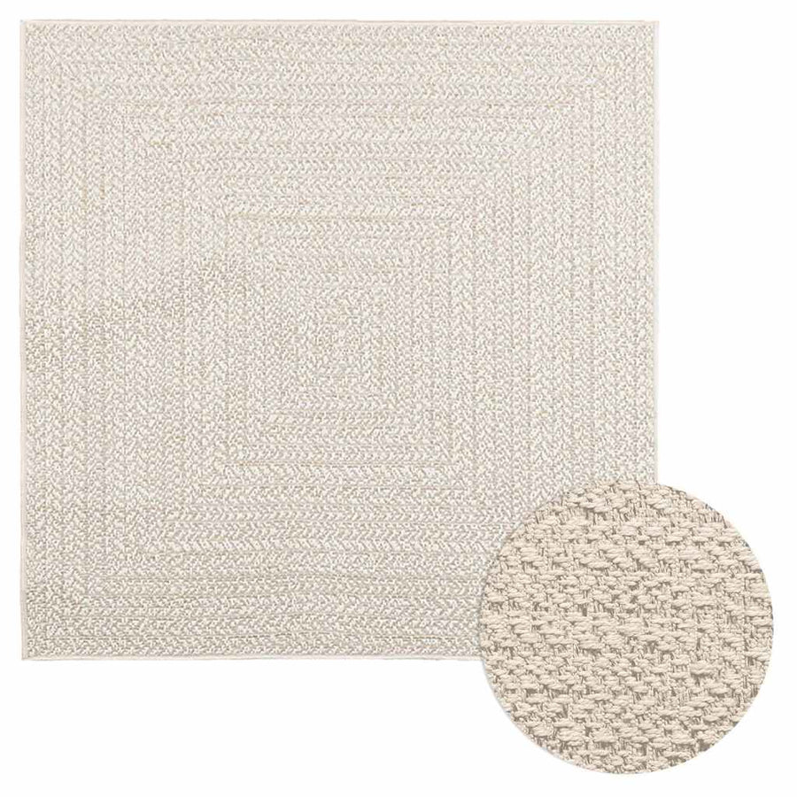 vidaXL Rug ZIZUR Cream 120x120 cm Jute Look Indoor and Outdoor 1