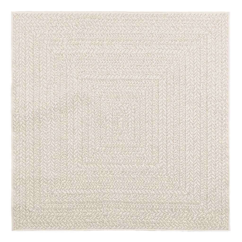 Rug ZIZUR Jute Look Indoor and Outdoor Rectangular Cream 120 x 120 cm