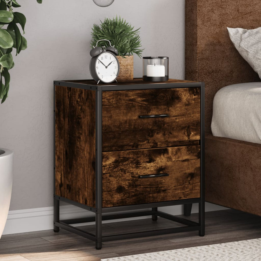 vidaXL Bedside Cabinet Smoked Oak 40x31x50 cm Engineered Wood 1