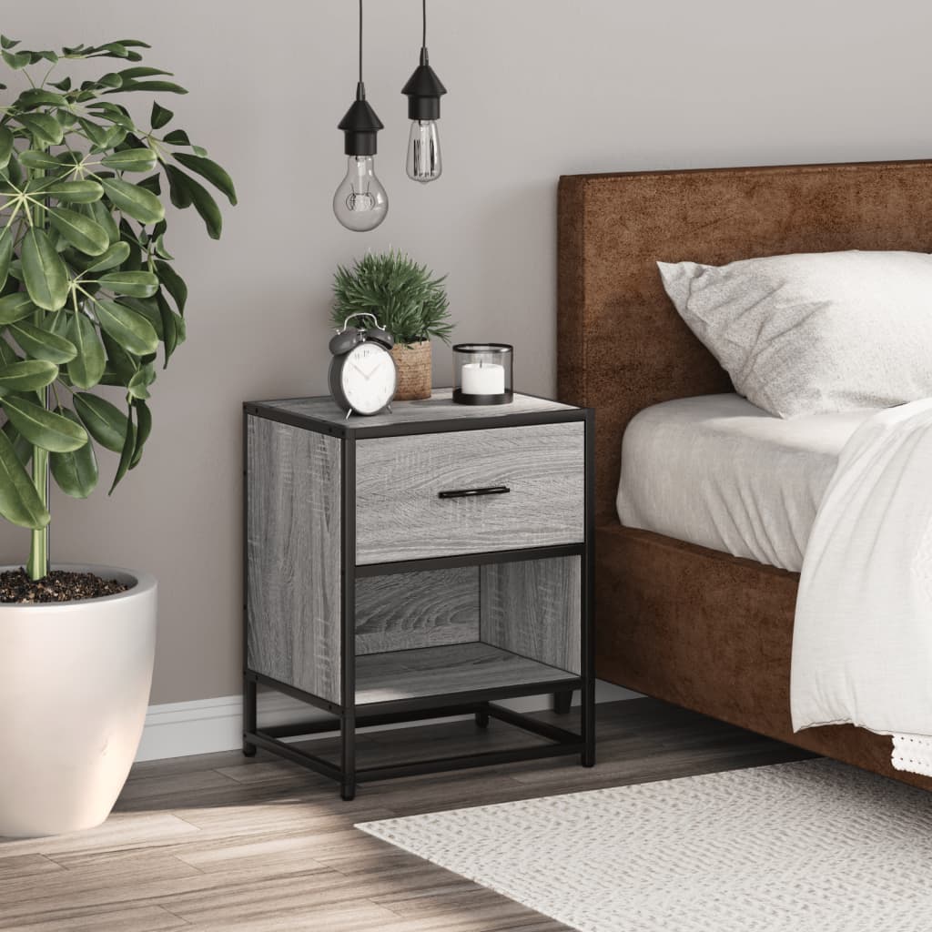 vidaXL Bedside Cabinet Grey Sonoma 40x31x50 cm Engineered Wood 3