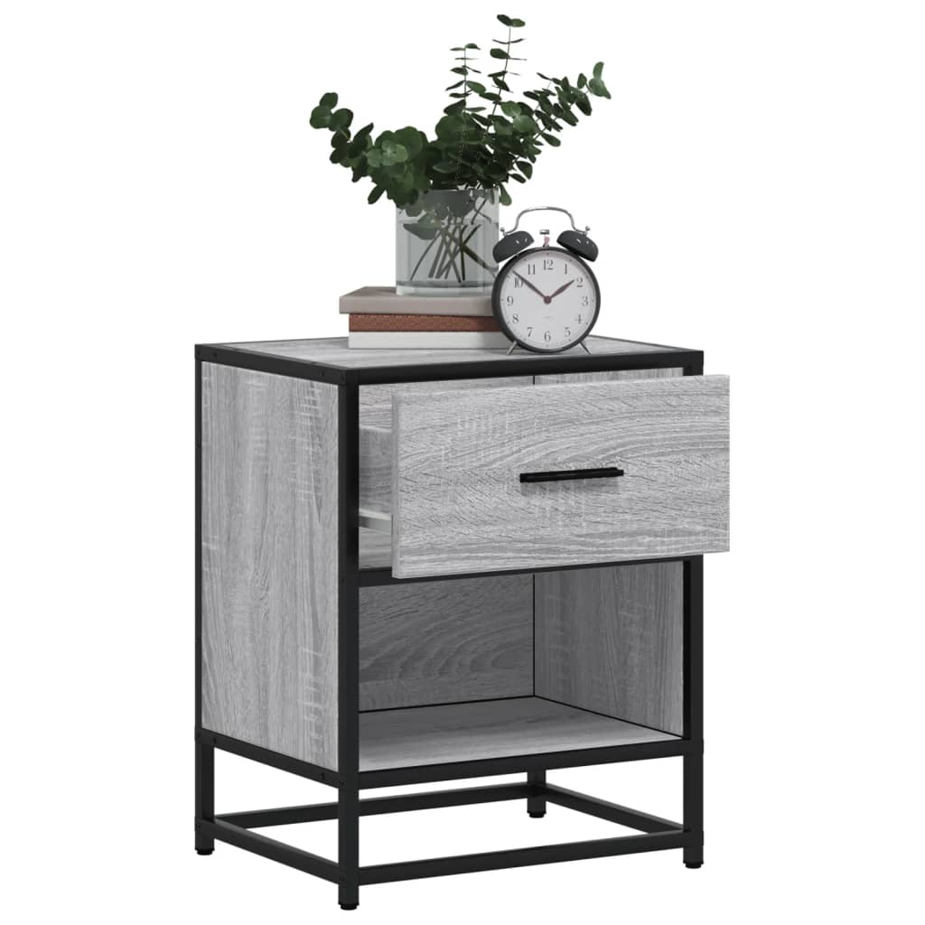 vidaXL Bedside Cabinet Grey Sonoma 40x31x50 cm Engineered Wood 4
