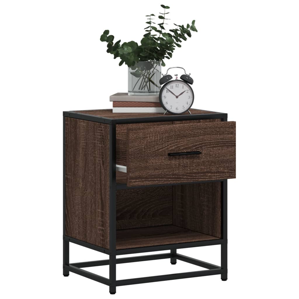 vidaXL Bedside Cabinet Brown Oak 40x31x50 cm Engineered Wood 4