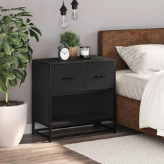 vidaXL Bedside Cabinet Black 60x31x60 cm Engineered Wood and Metal 3