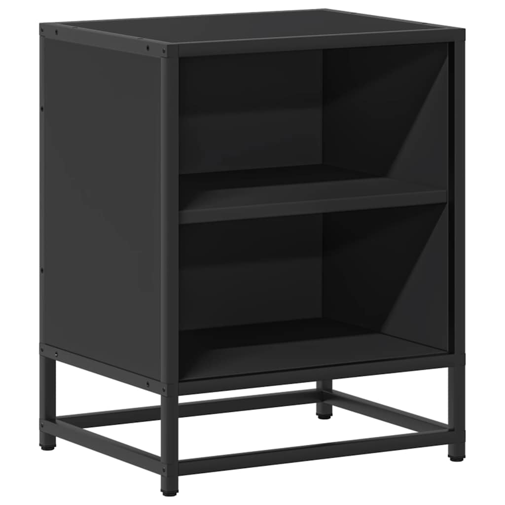 vidaXL Bedside Cabinet Black 40x31x50 cm Engineered Wood and Metal 2