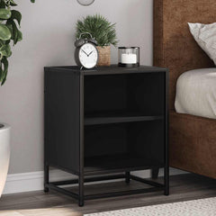 vidaXL Bedside Cabinet Black 40x31x50 cm Engineered Wood and Metal 3