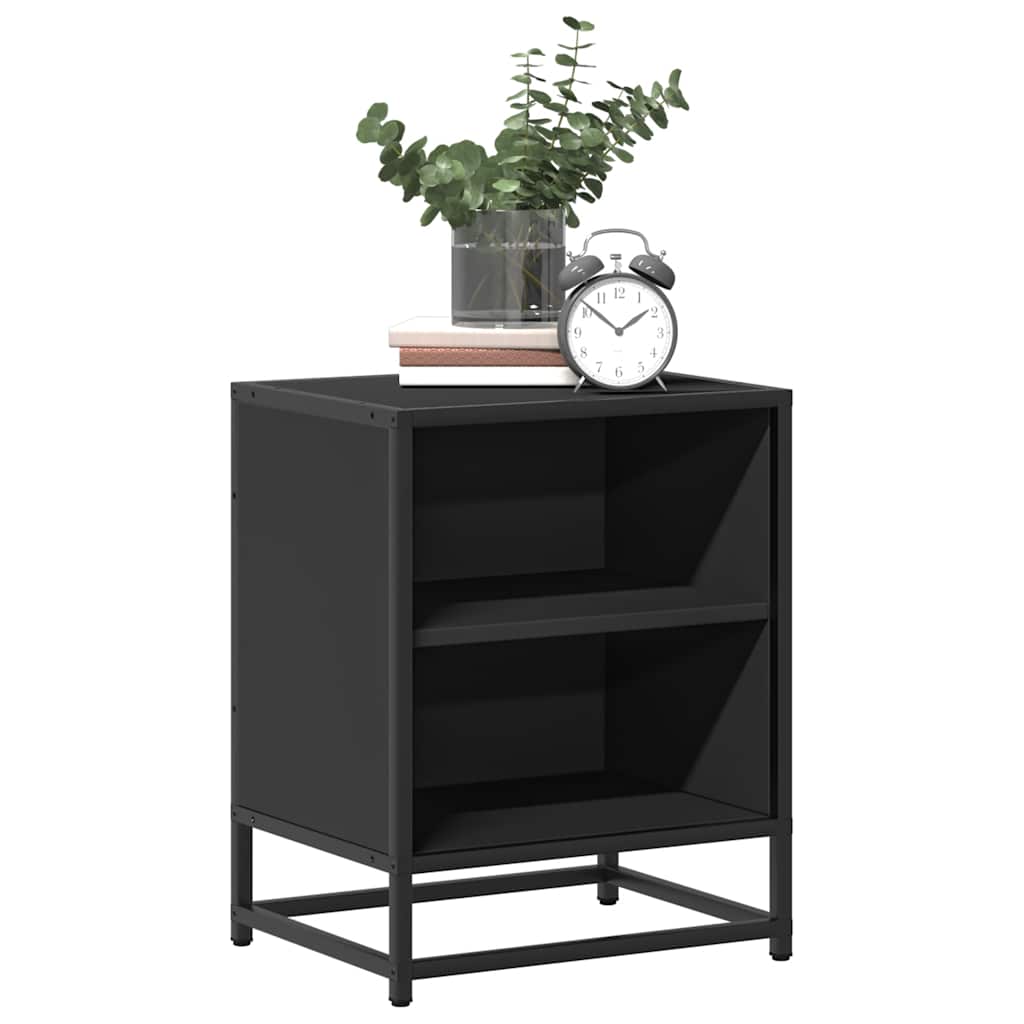 vidaXL Bedside Cabinet Black 40x31x50 cm Engineered Wood and Metal 4