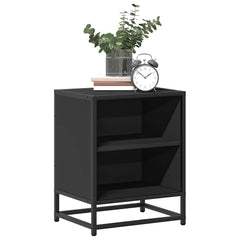 vidaXL Bedside Cabinet Black 40x31x50 cm Engineered Wood and Metal 4