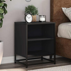 vidaXL Bedside Cabinet Black 40x31x50 cm Engineered Wood and Metal 1