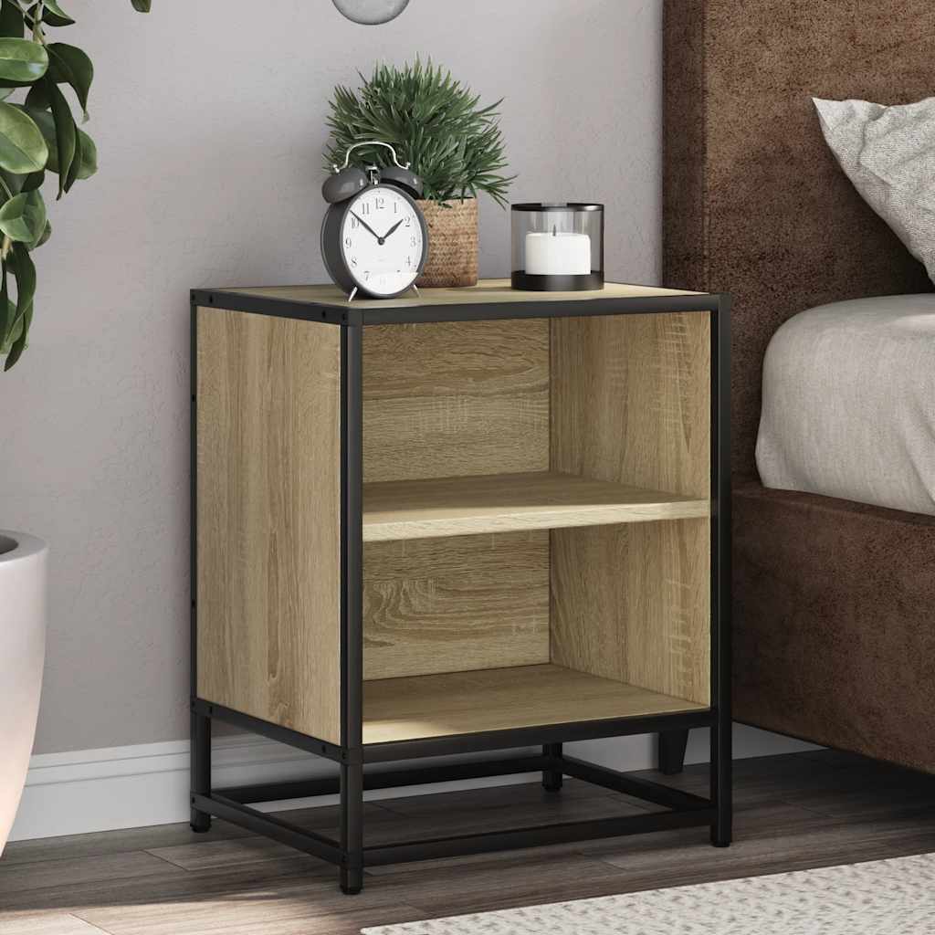 vidaXL Bedside Cabinets 2 pcs Sonoma Oak 40x31x50 cm Engineered Wood and Metal 1