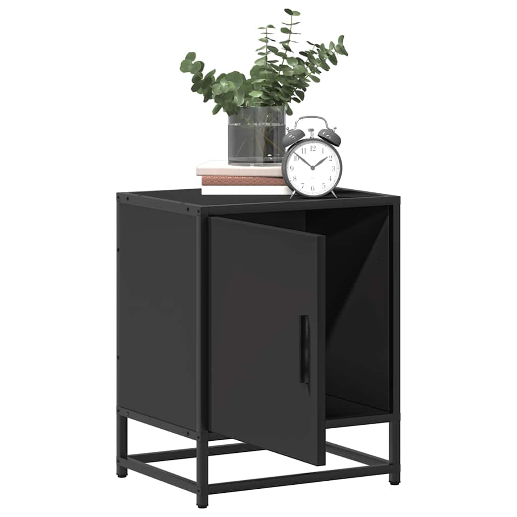 vidaXL Bedside Cabinet Black 40x31x50 cm Engineered Wood and Metal 4