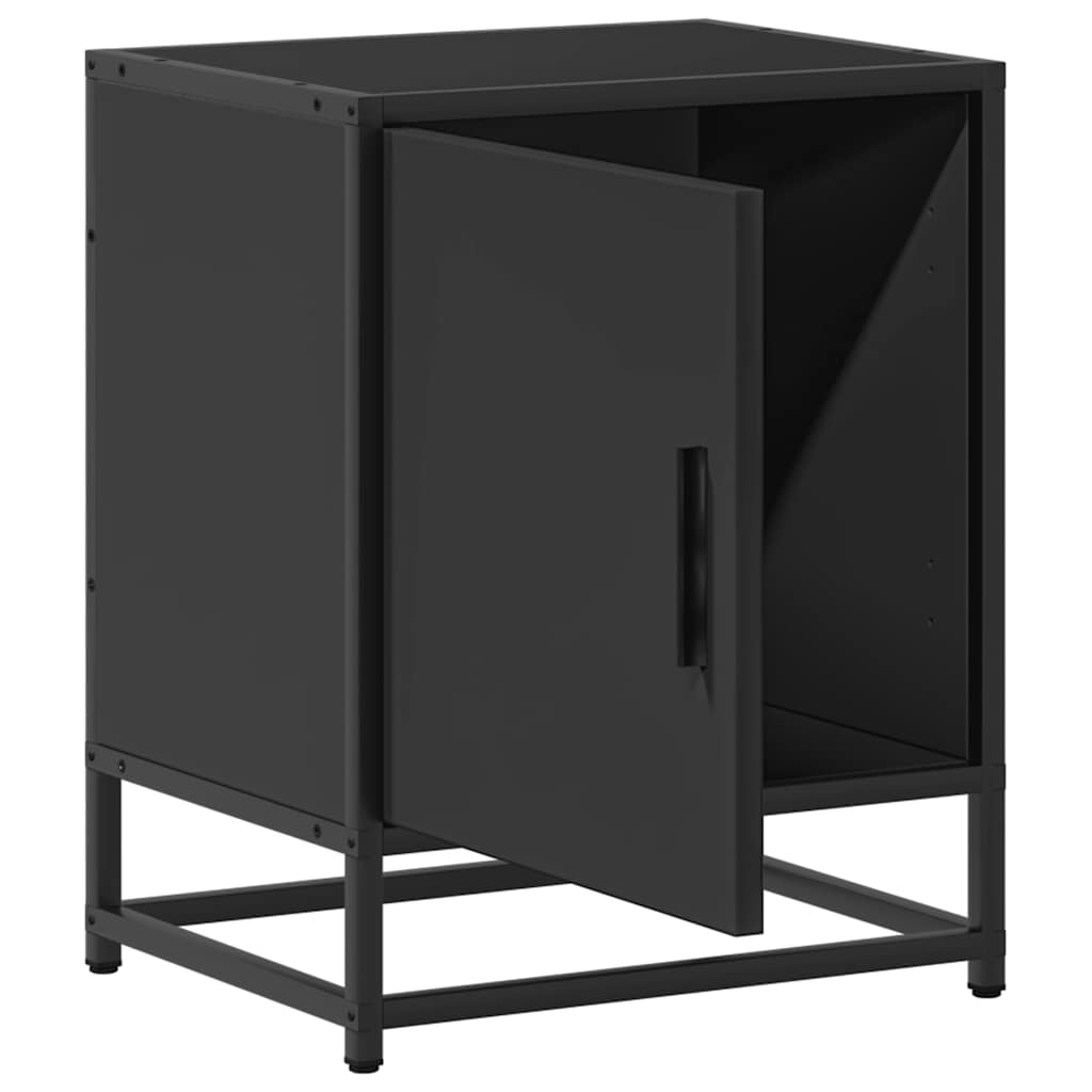vidaXL Bedside Cabinet Black 40x31x50 cm Engineered Wood and Metal 6