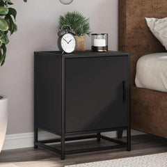 vidaXL Bedside Cabinet Black 40x31x50 cm Engineered Wood and Metal 1
