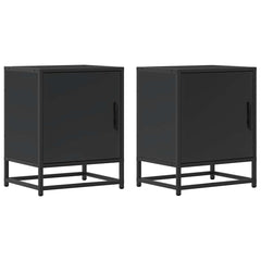 vidaXL Bedside Cabinets 2 pcs Black 40x31x50 cm Engineered Wood and Metal 2