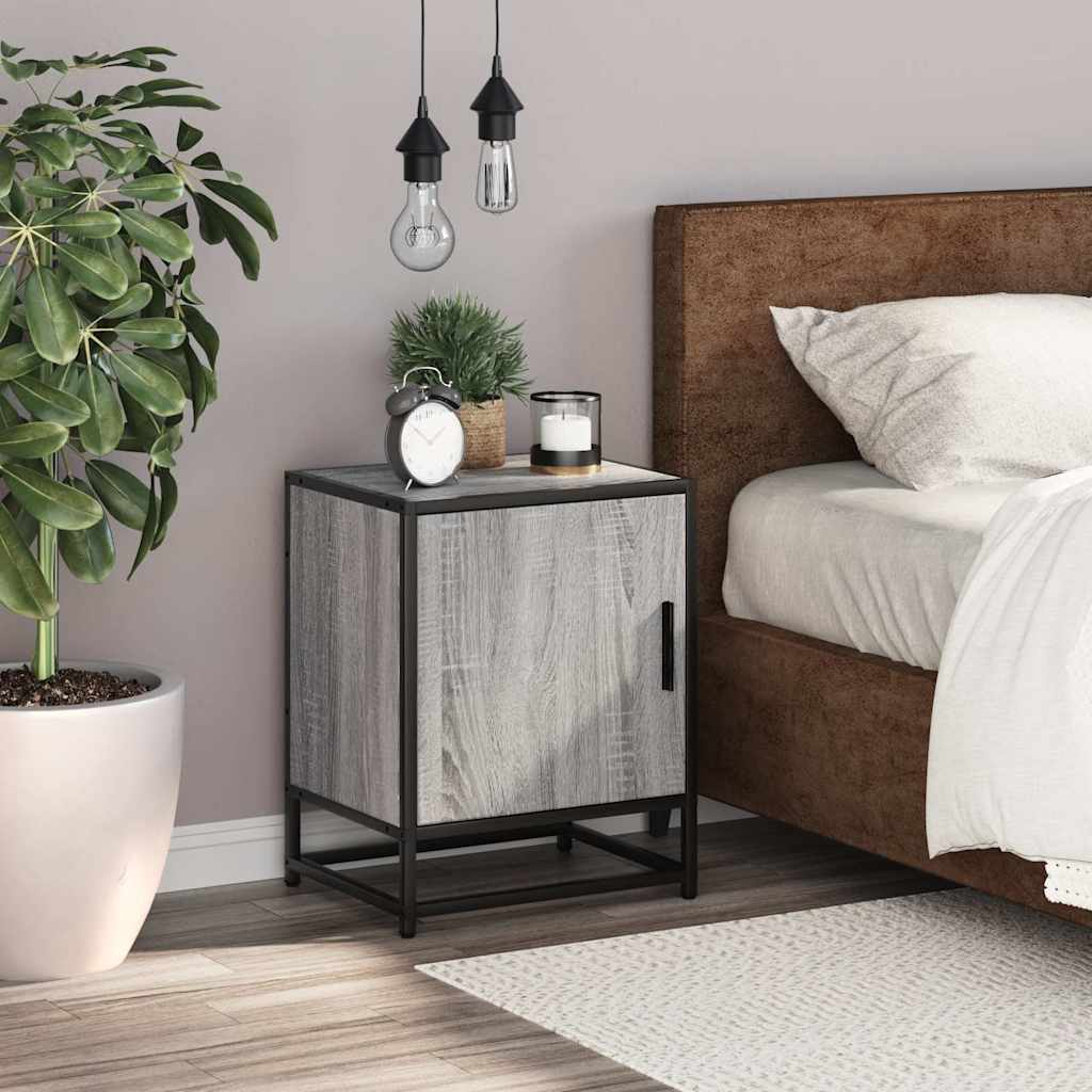 vidaXL Bedside Cabinet Grey Sonoma 40x31x50 cm Engineered Wood and Metal 3