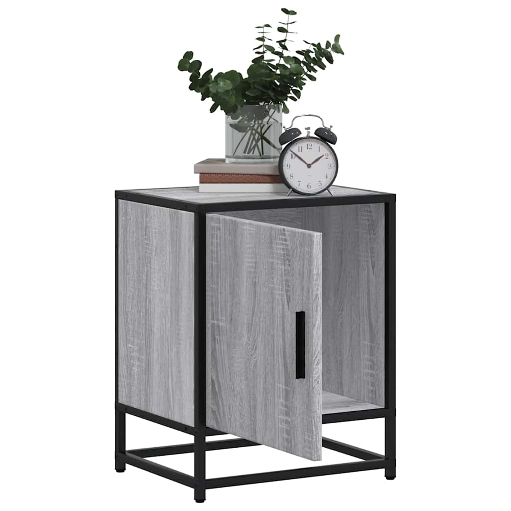 vidaXL Bedside Cabinet Grey Sonoma 40x31x50 cm Engineered Wood and Metal 4