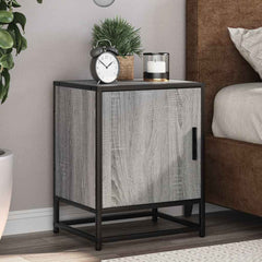 vidaXL Bedside Cabinet Grey Sonoma 40x31x50 cm Engineered Wood and Metal 1