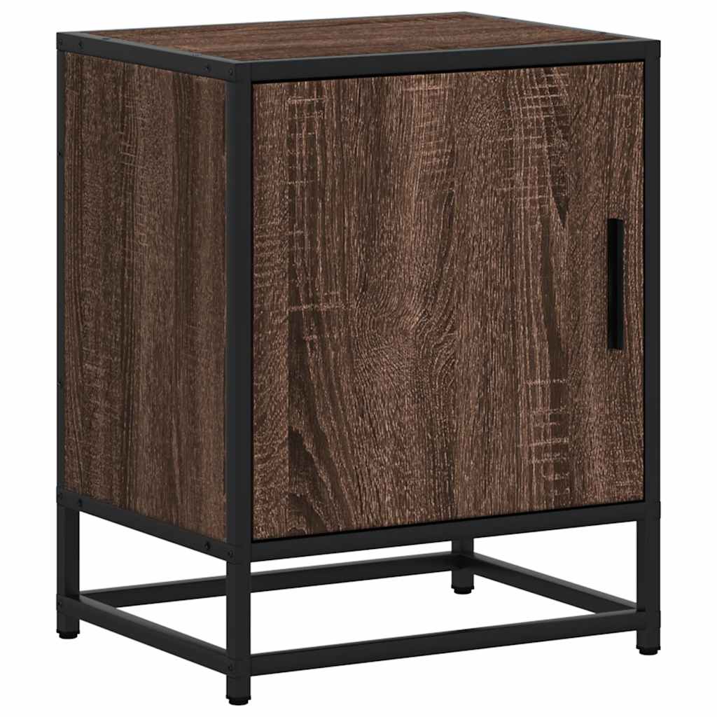 vidaXL Bedside Cabinet Brown Oak 40x31x50 cm Engineered Wood and Metal 2