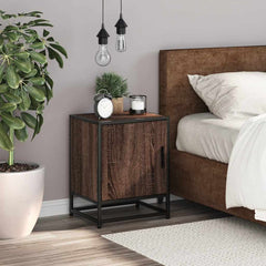 vidaXL Bedside Cabinet Brown Oak 40x31x50 cm Engineered Wood and Metal 3