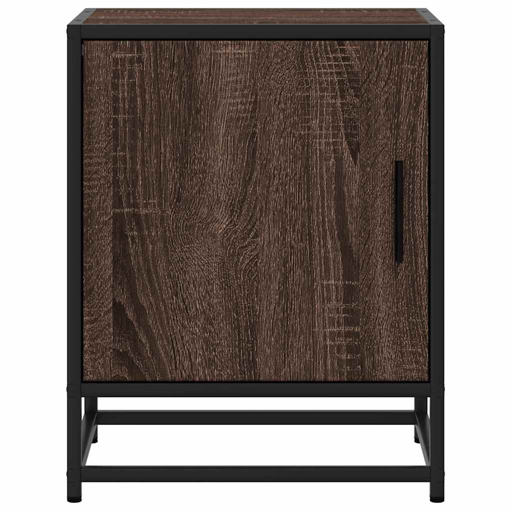 vidaXL Bedside Cabinet Brown Oak 40x31x50 cm Engineered Wood and Metal 5