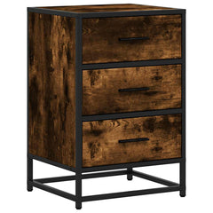 vidaXL Bedside Cabinet Smoked Oak 40x34.5x60 cm Engineered Wood and Metal 2