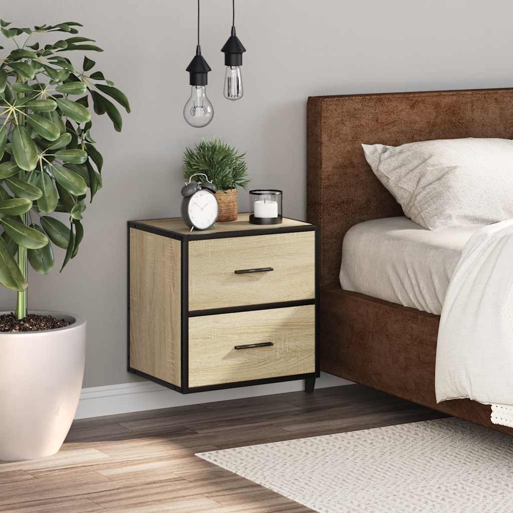 vidaXL Wall-mounted Bedside Cabinet Sonoma Oak 40x31x39.5 cm 3