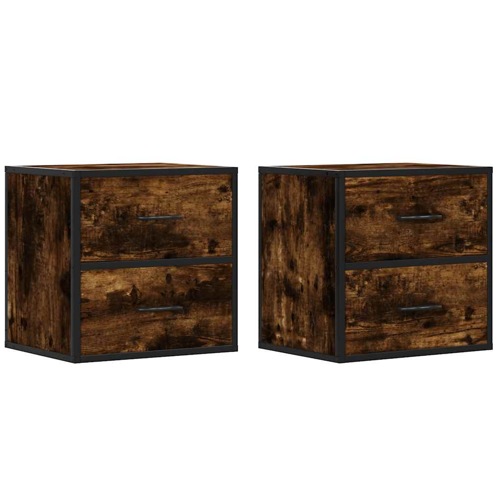 vidaXL Wall-mounted Bedside Cabinets 2 pcs Smoked Oak 40x31x39.5 cm 2