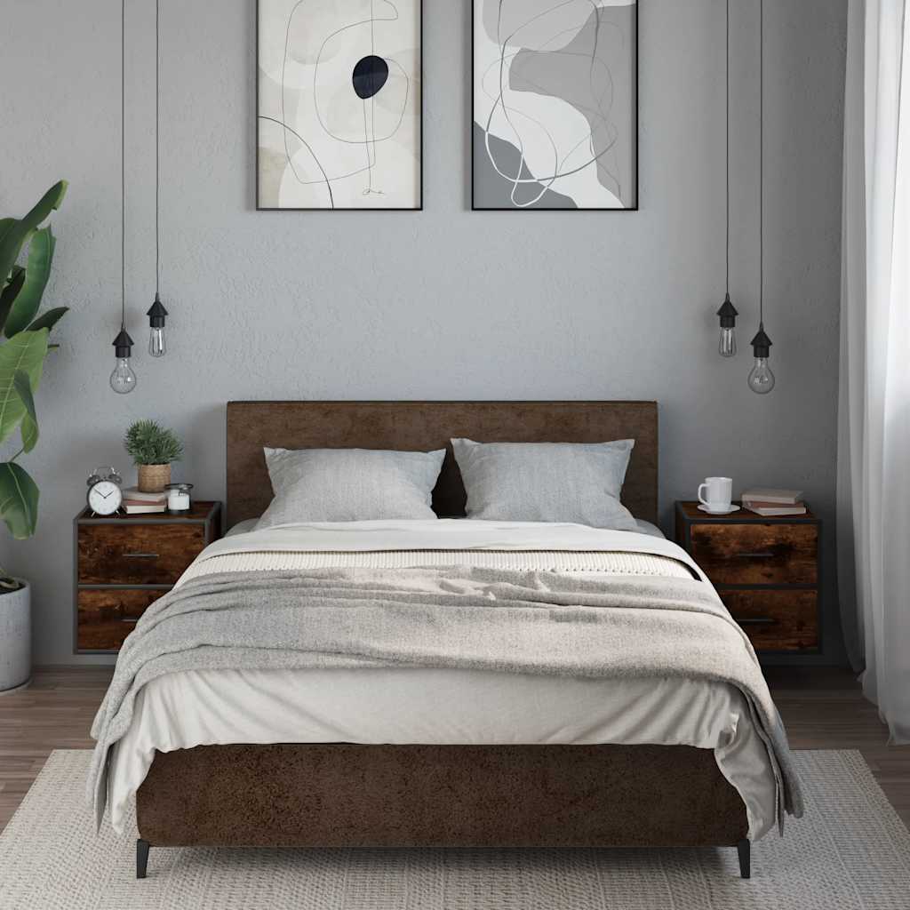 vidaXL Wall-mounted Bedside Cabinets 2 pcs Smoked Oak 40x31x39.5 cm 3