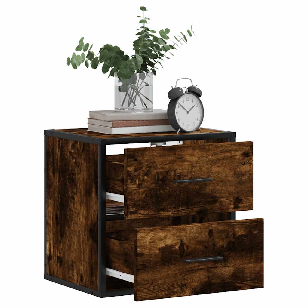 vidaXL Wall-mounted Bedside Cabinets 2 pcs Smoked Oak 40x31x39.5 cm 4