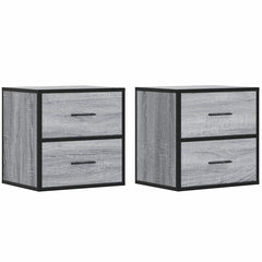 vidaXL Wall-mounted Bedside Cabinets 2 pcs Grey Sonoma 40x31x39.5 cm 2