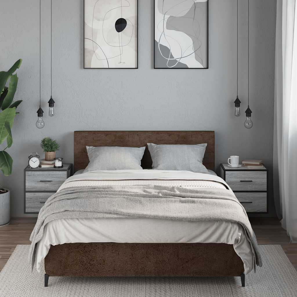 vidaXL Wall-mounted Bedside Cabinets 2 pcs Grey Sonoma 40x31x39.5 cm 3