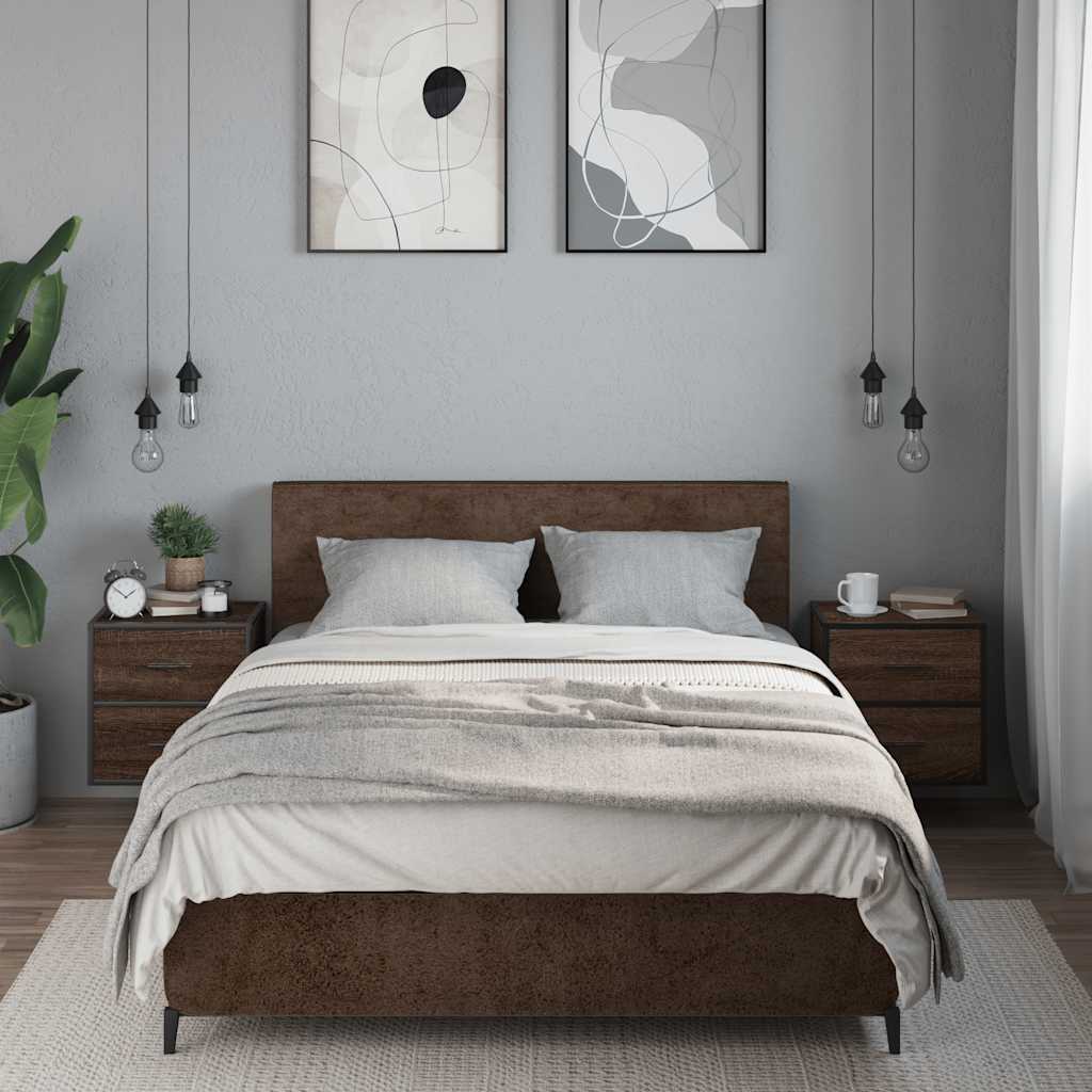 vidaXL Wall-mounted Bedside Cabinets 2 pcs Brown Oak 40x31x39.5 cm 3