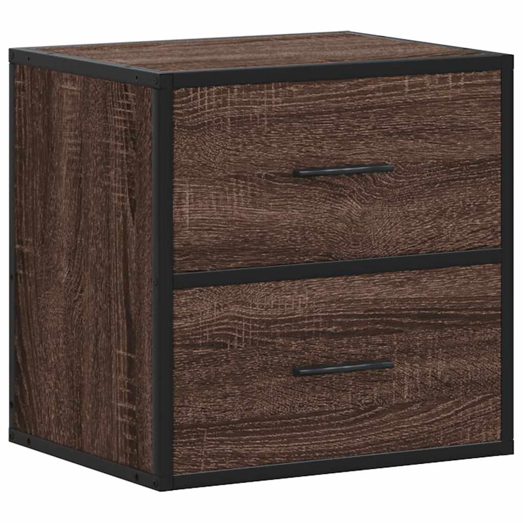 vidaXL Wall-mounted Bedside Cabinets 2 pcs Brown Oak 40x31x39.5 cm 6