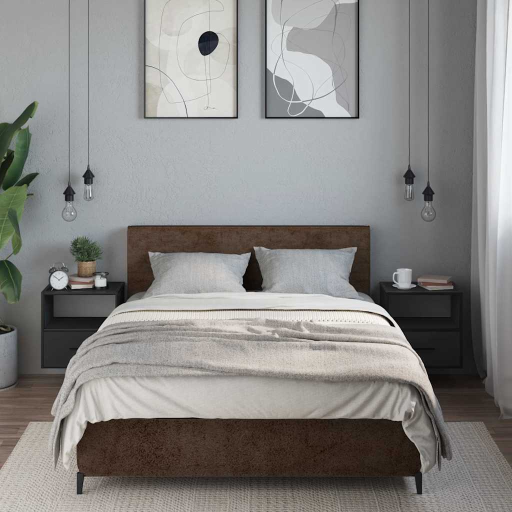 vidaXL Wall-mounted Bedside Cabinets 2 pcs Black 40x31x39.5 cm 3