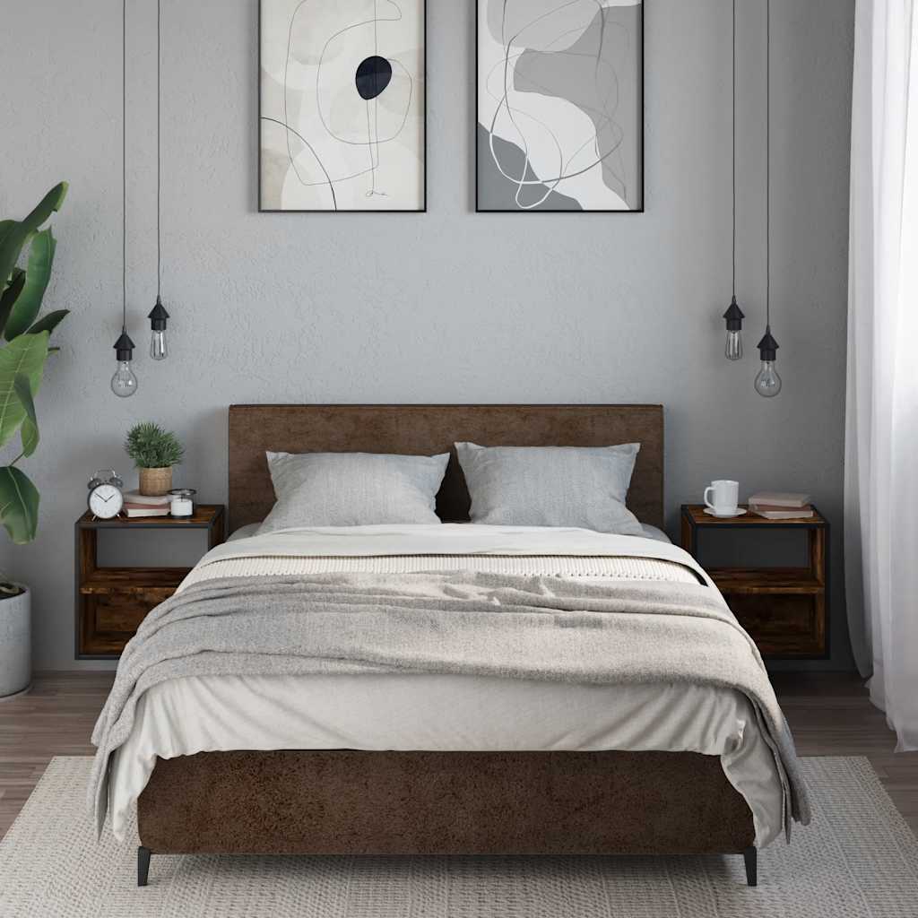 vidaXL Wall-mounted Bedside Cabinets 2 pcs Smoked Oak 40x31x39.5 cm 3