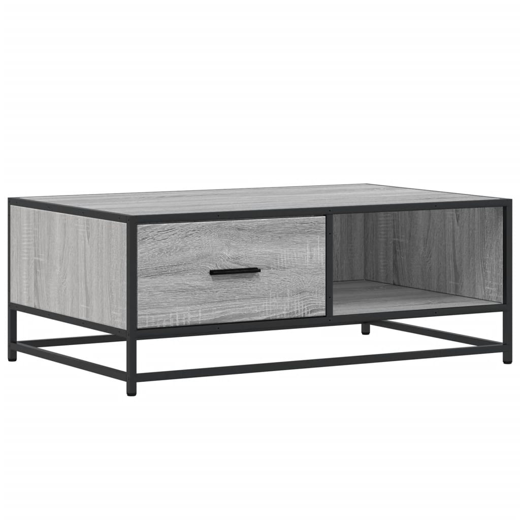 vidaXL Coffee Table Grey Sonoma 90x57x35 cm Engineered Wood and Metal 2
