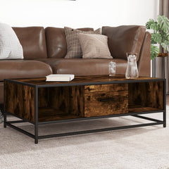 Coffee Table 100x57x35 cm Engineered Wood and Metal Smoked oak