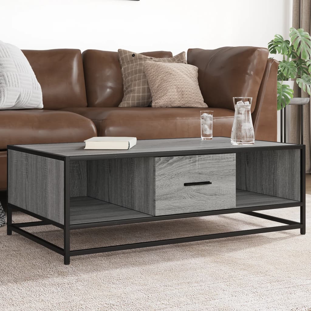 Coffee Table 100x57x35 cm Engineered Wood and Metal Grey sonoma