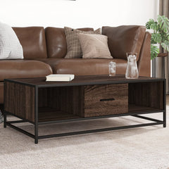 Coffee Table 100x57x35 cm Engineered Wood and Metal Brown oak
