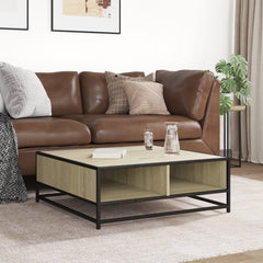 vidaXL Coffee Table Sonoma Oak 80x80x30 cm Engineered Wood and Metal 3