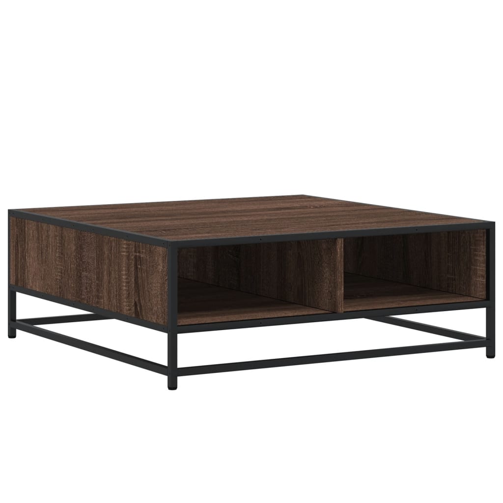 vidaXL Coffee Table Brown Oak 80x80x30 cm Engineered Wood and Metal 2