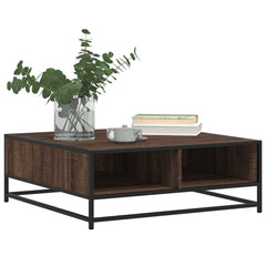 vidaXL Coffee Table Brown Oak 80x80x30 cm Engineered Wood and Metal 4